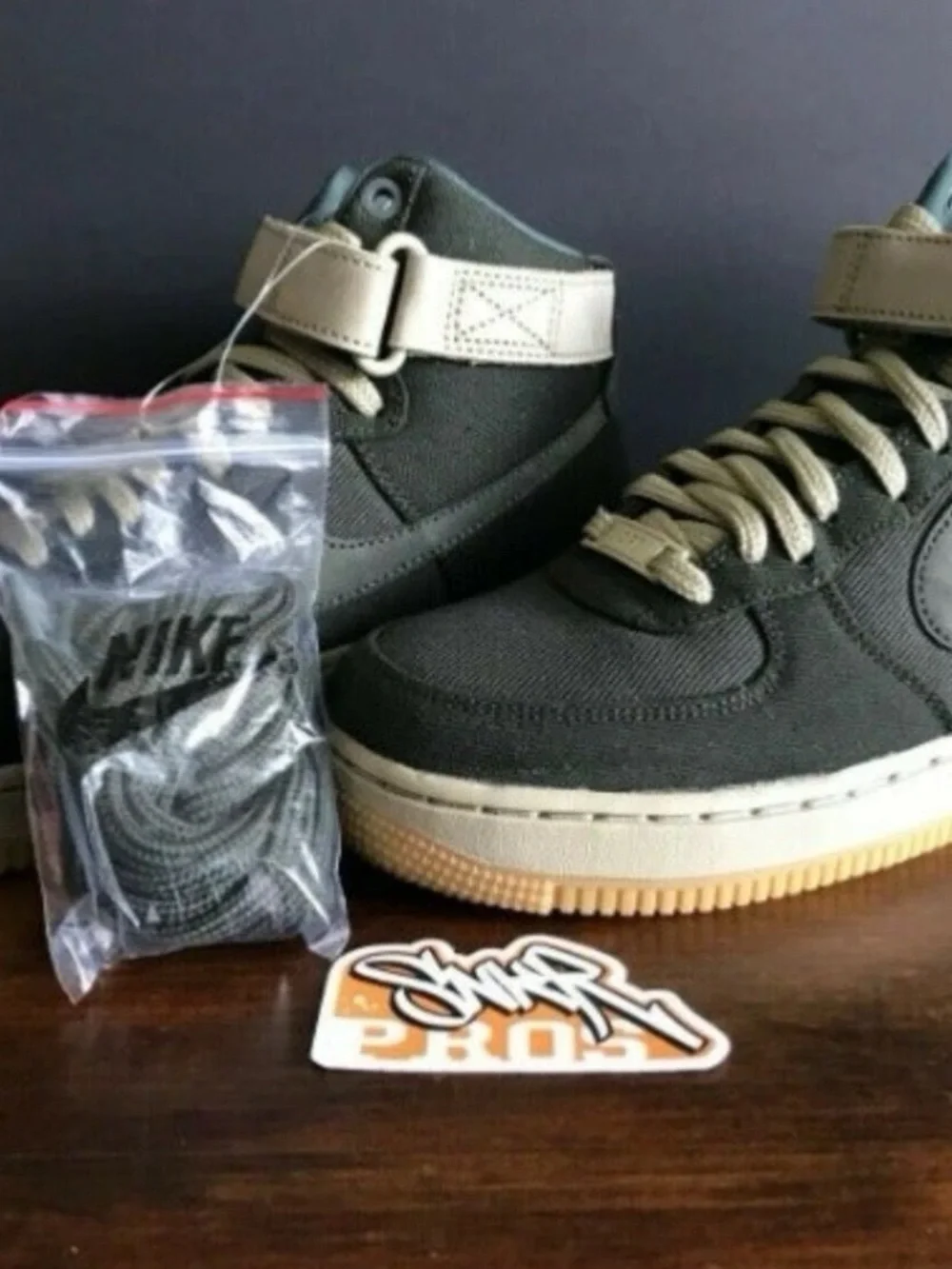 Nike Men's High-Top Sneakers in Dark Gray with Tan Accents